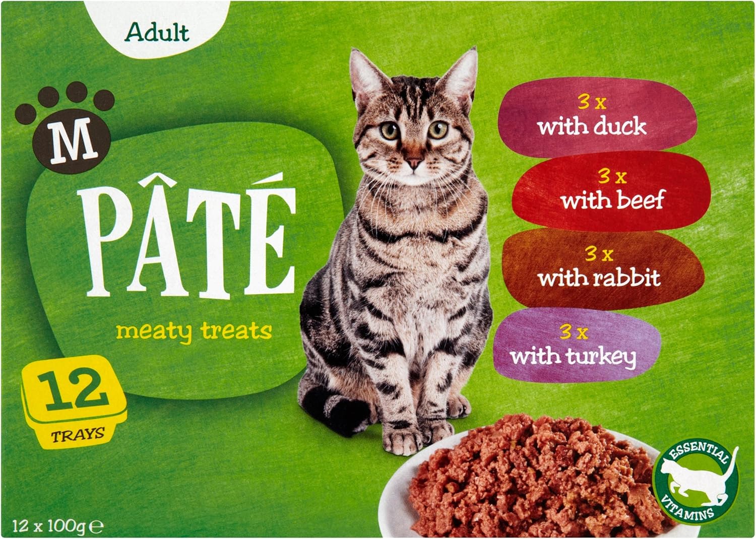 Adult Cat Pate with Meaty Treats Pack of 12, 1200g Amazon.co.uk