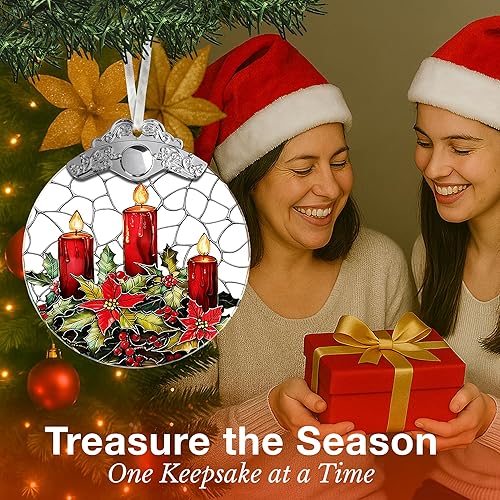 Miniatura 4 de Adornos de cristal para árbol de Navidad, adornos de vitrales para decoración del árbol de Navidad, decoraciones de árbol inspiradas en velas para
