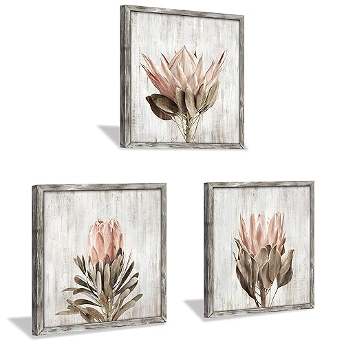 Pink Floral Wall Art Picture: Blossom Protea Flower Artwork Print