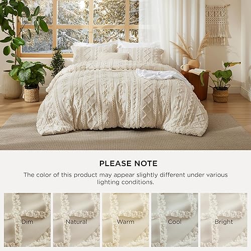 Miniatura 8 de Bedsure Tufted Boho Comforter Set California King Size - Beige Boho Bed Set, GentleSoft™ 3 Pieces Farmhouse Shabby Chic Embroidery Bedding, Gifts 01