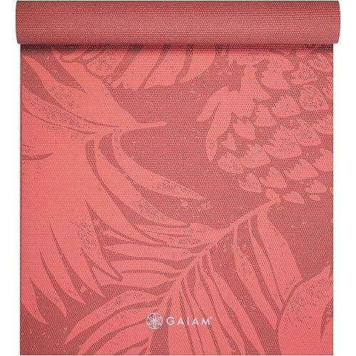 Gaiam Print Yoga Mat, Non Slip Exercise & Fitness Mat for All Types of Yoga, Pilates & Floor Exercises
