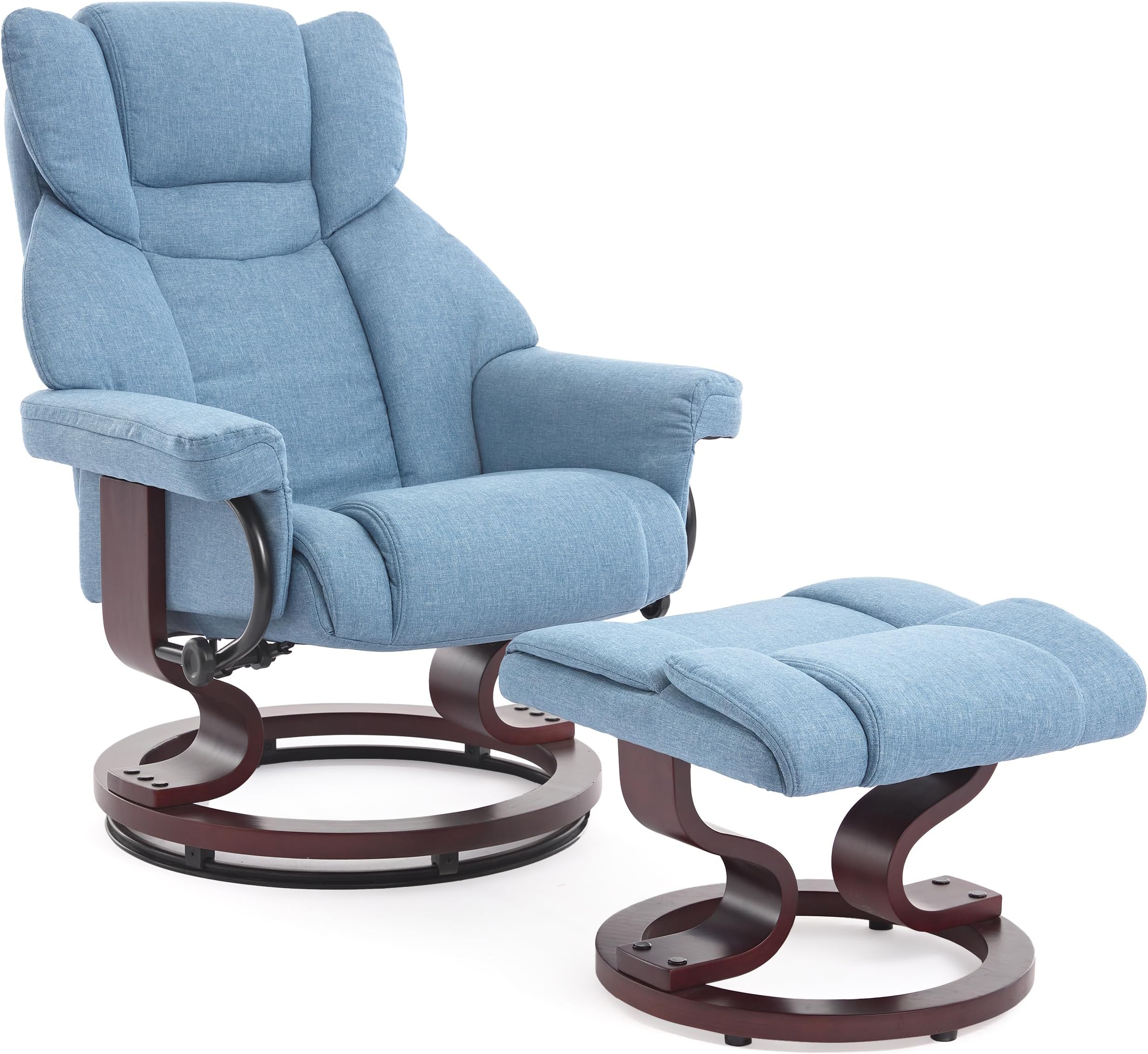 Blisswood Recliner Chair With Footstool, Swivel Recliner Sofa Chair Armchair Lounge 135