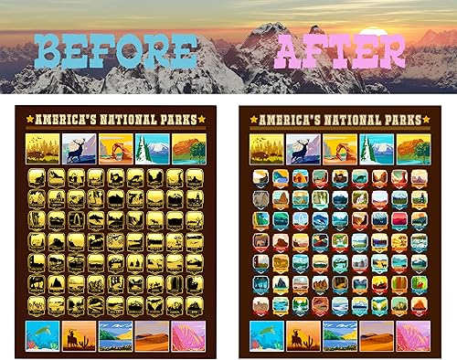 Miniatura 2 de Mapa para rascar del Parque Nacional de 16 x 20 pulgadas, mapa de parques nacionales de Estados Unidos dibujado a mano, póster de viaje laminado