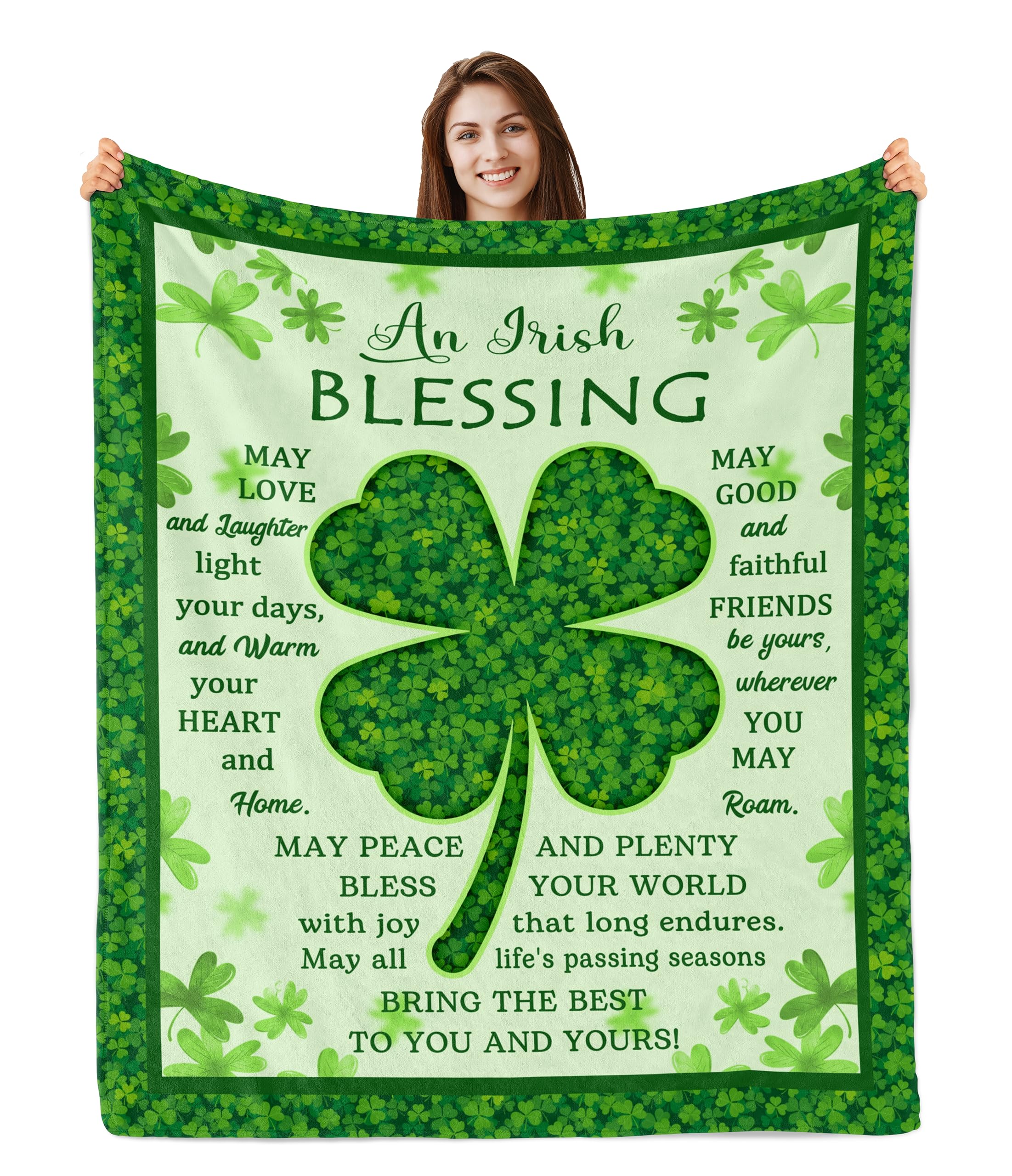 Atourdealss Women's Irish Gifts For /Men,Irish Blessing Blanket 60"X50",Irish Gift For Saint Patrick’s Day/Anniversary/Weddings/Christmas/Birthday,Irish Blessing Wall Decor,An Irish Blessing