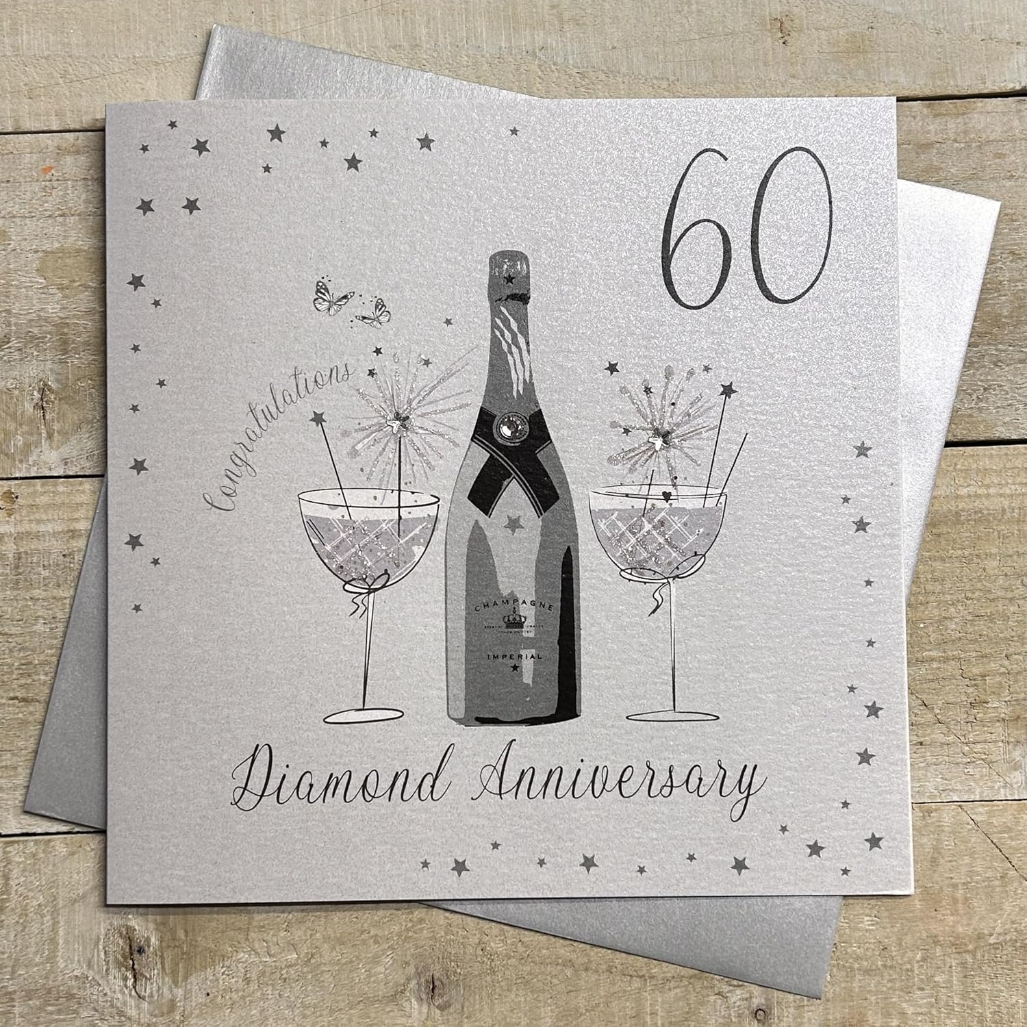 WHITE COTTON CARDS Large Diamond Wedding Anniversary,Handmade 60th Anniversary Card