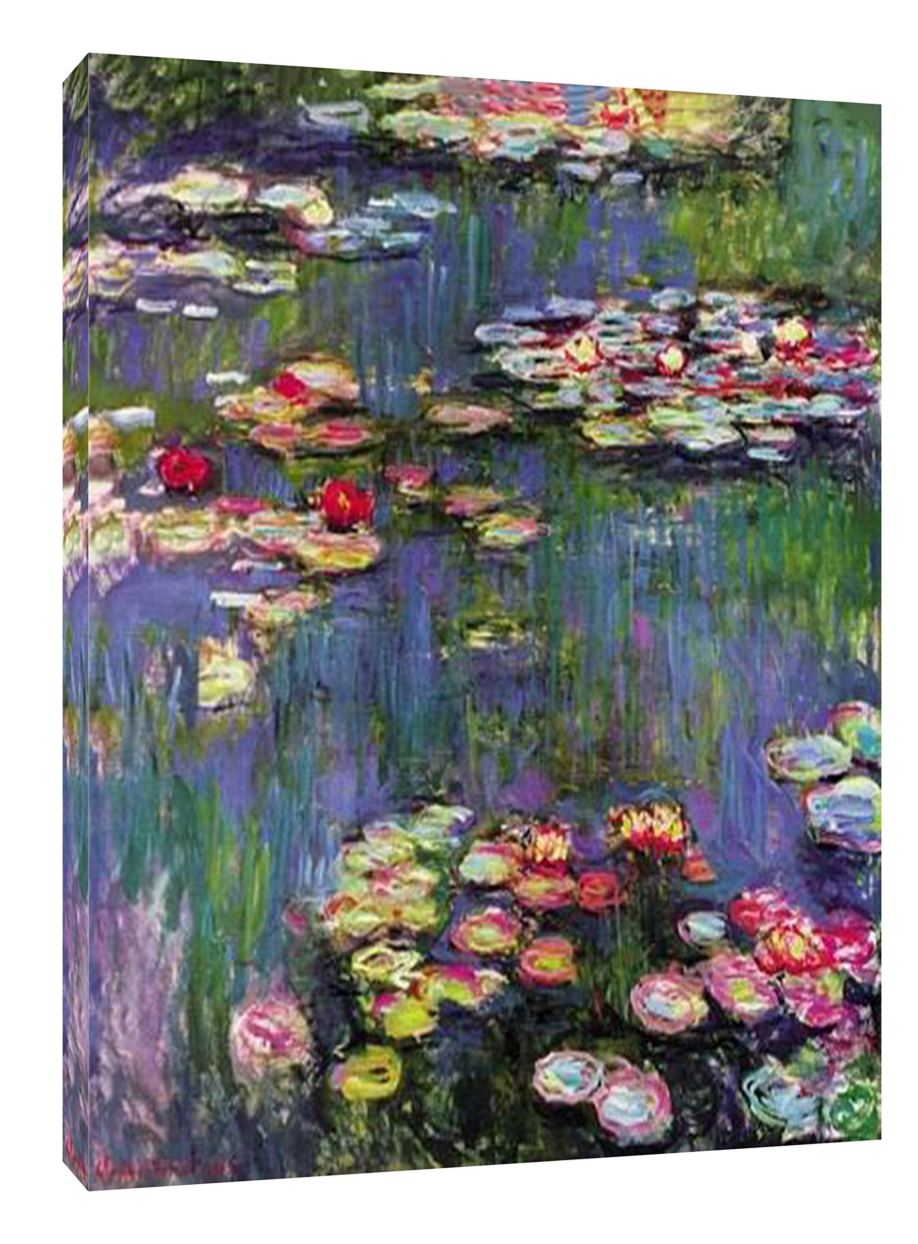 ARTSPRINTS Claude Monet Flowers Oil Paint RE Print ON Framed Canvas Wall Art 34 x 24inch -18mm Depth