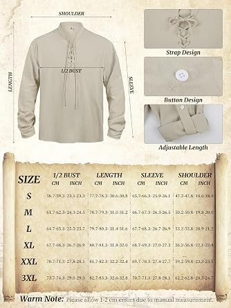 Renaissance Costume Men, Medieval Costume Men Renaissance Outfit Viking Shirt Pants Halloween Belt Accessories
