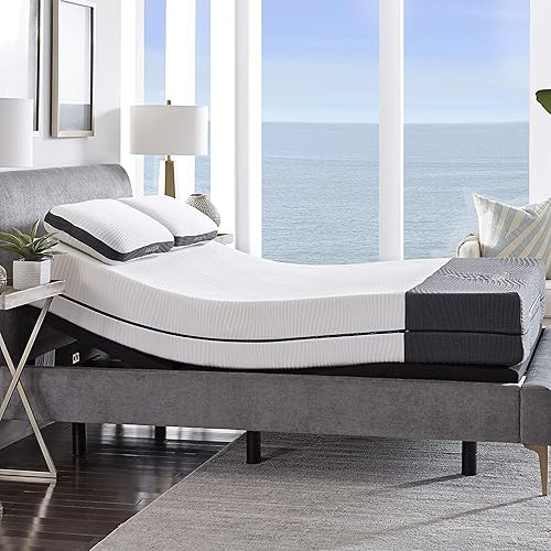 Miniatura 8 de Blissful Nights Ananda - Colchón de espuma viscoelástica con infusión de perlas y gel frío de 12 pulgadas con base de cama ajustable de primera