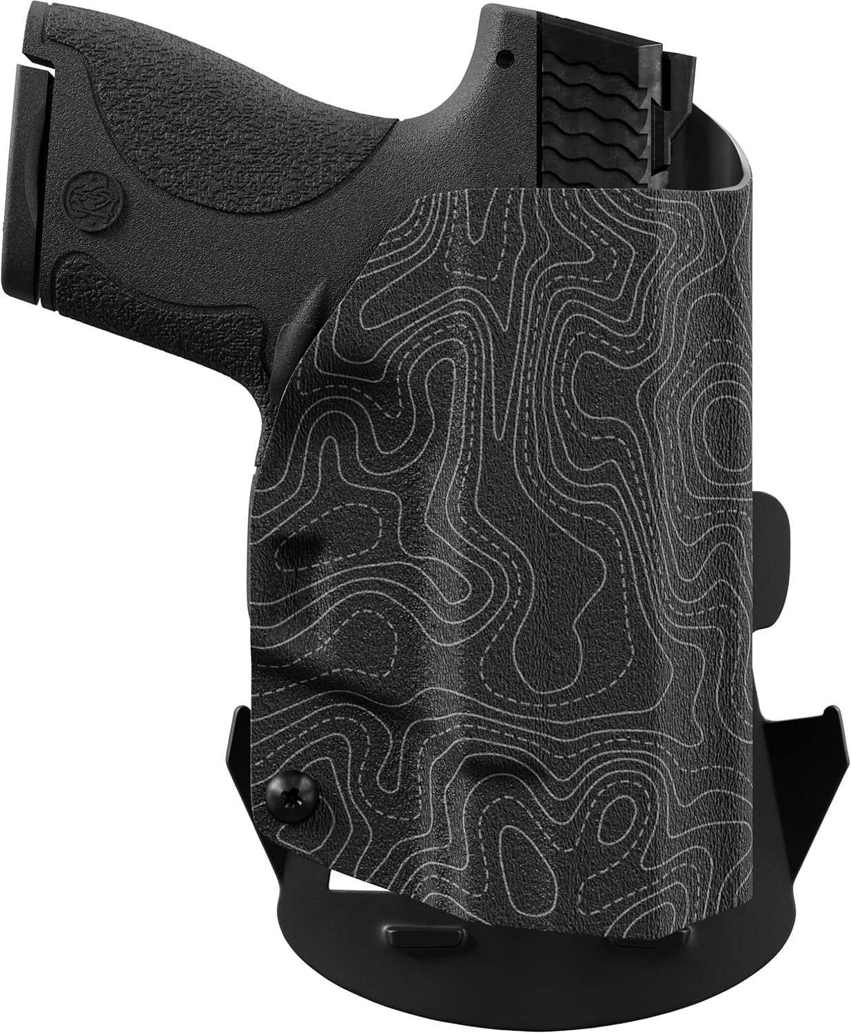 We The People Holsters - Gray Topographic Map - Outside Waistband Open Carry - OWB Kydex Holster - Adjustable Ride/Cant/Retention