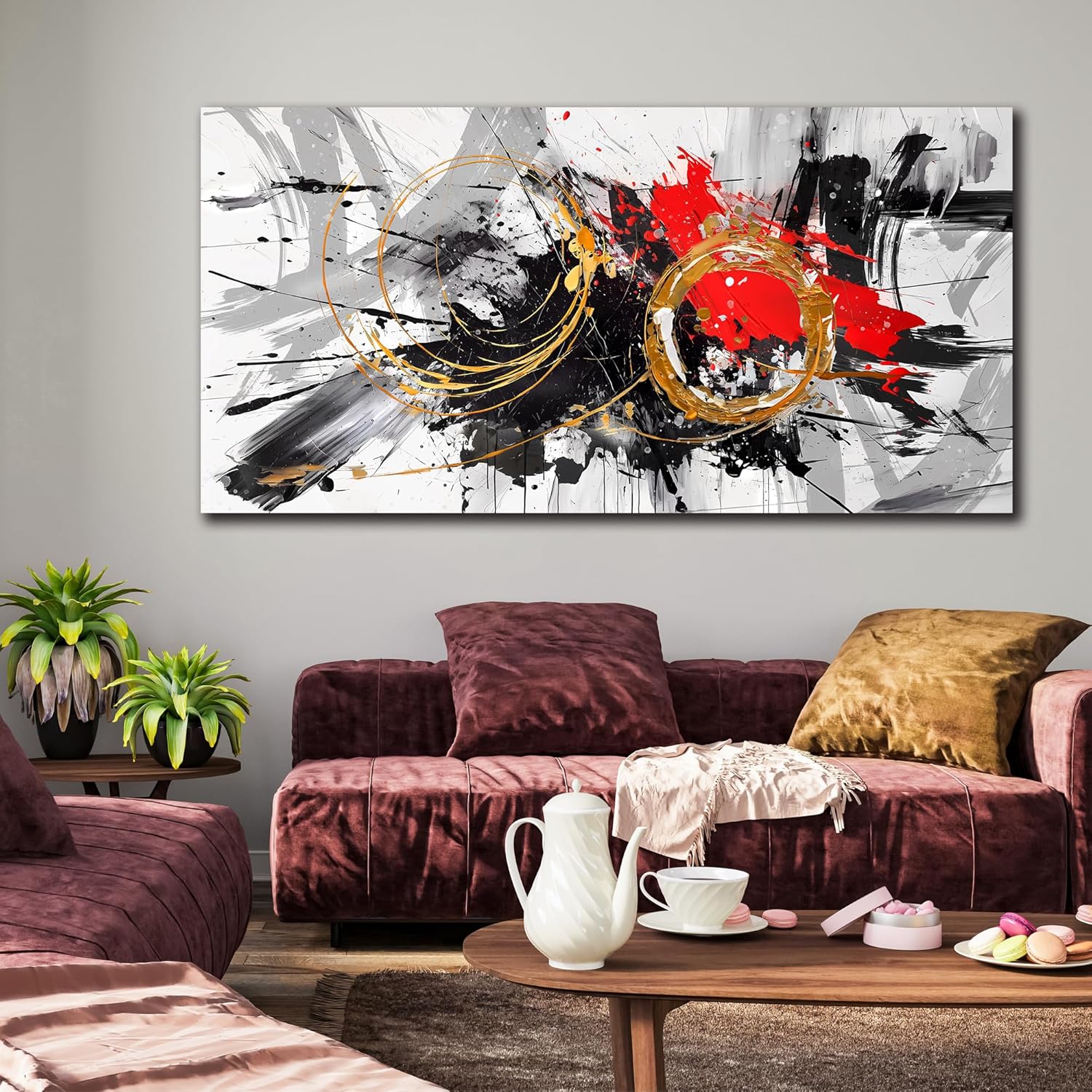 CIRABKY Large Abstract Wall Art Black and White Canvas Wall Art Living Room Art Wall Decor Bedroom Office Prints Pictures Size 24" x 48" - Image 7