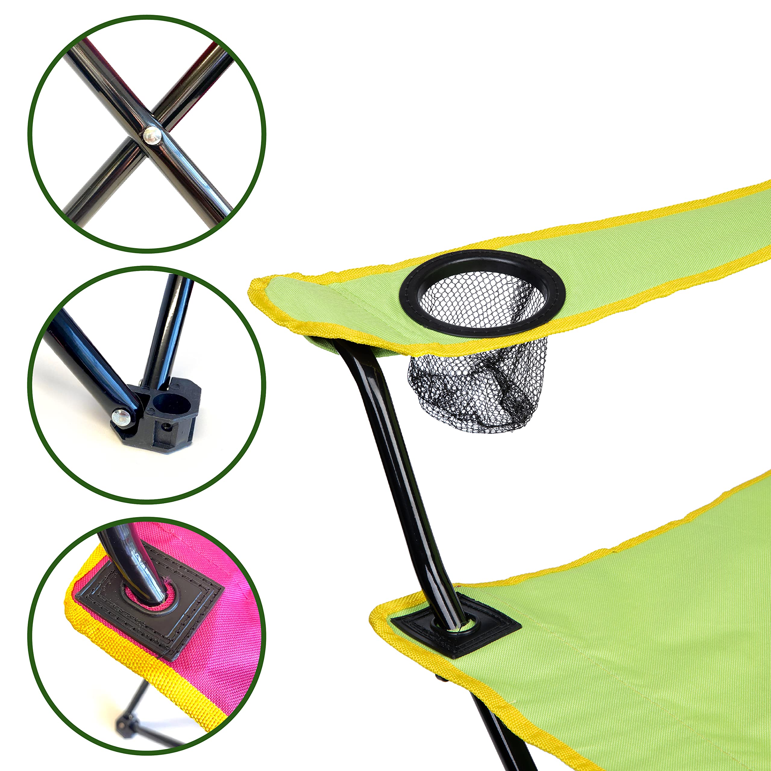 Sedia Pieghevole Campeggio Portatile Leggera con Porta Bottiglie e Braccioli