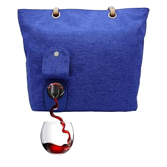 PortoVino City Tote Bag - Canvas Wine Purse with Hidden