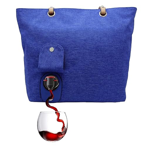 PortoVino Canvas Wine Purse with Hidden Spout and Dispenser Flask