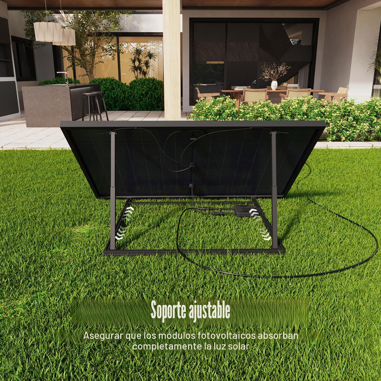 Beny Panel Solar Plug & Play, Kit Solar Independiente Completo 220 V, Kit Panel Solar - Panel Solar 430 W - Microinversor Solar 600 W - Soporte Panel Solar Ajustable - Cable 5 m