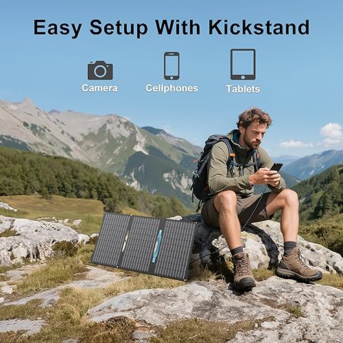 Miniatura 5 de Panel solar portátil, cargador solar plegable, impermeable IP67 para RV, camping, apagón, sistema fuera de la red (EP-45W)