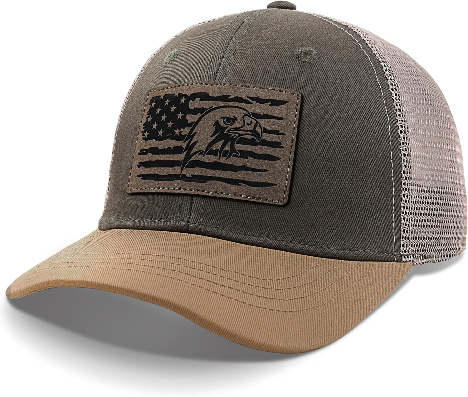 American Flag Trucker Hat for Men Women, Tactical Operator Dad Snapback Hat, Adjustable Fit Mesh Baseball Cap for Men