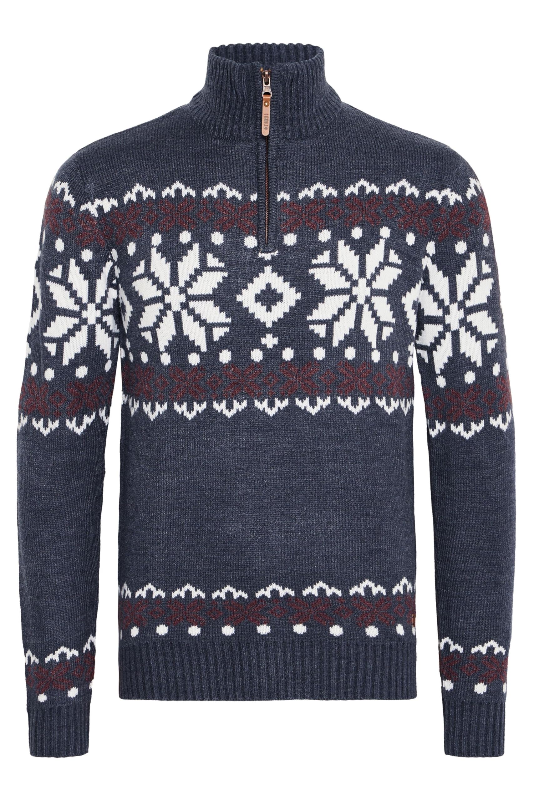 Solid Norwin Men's Jumper Chunky Knit Pullover Troyer, Size:M, Colour:Insignia Blue Melange (8991)