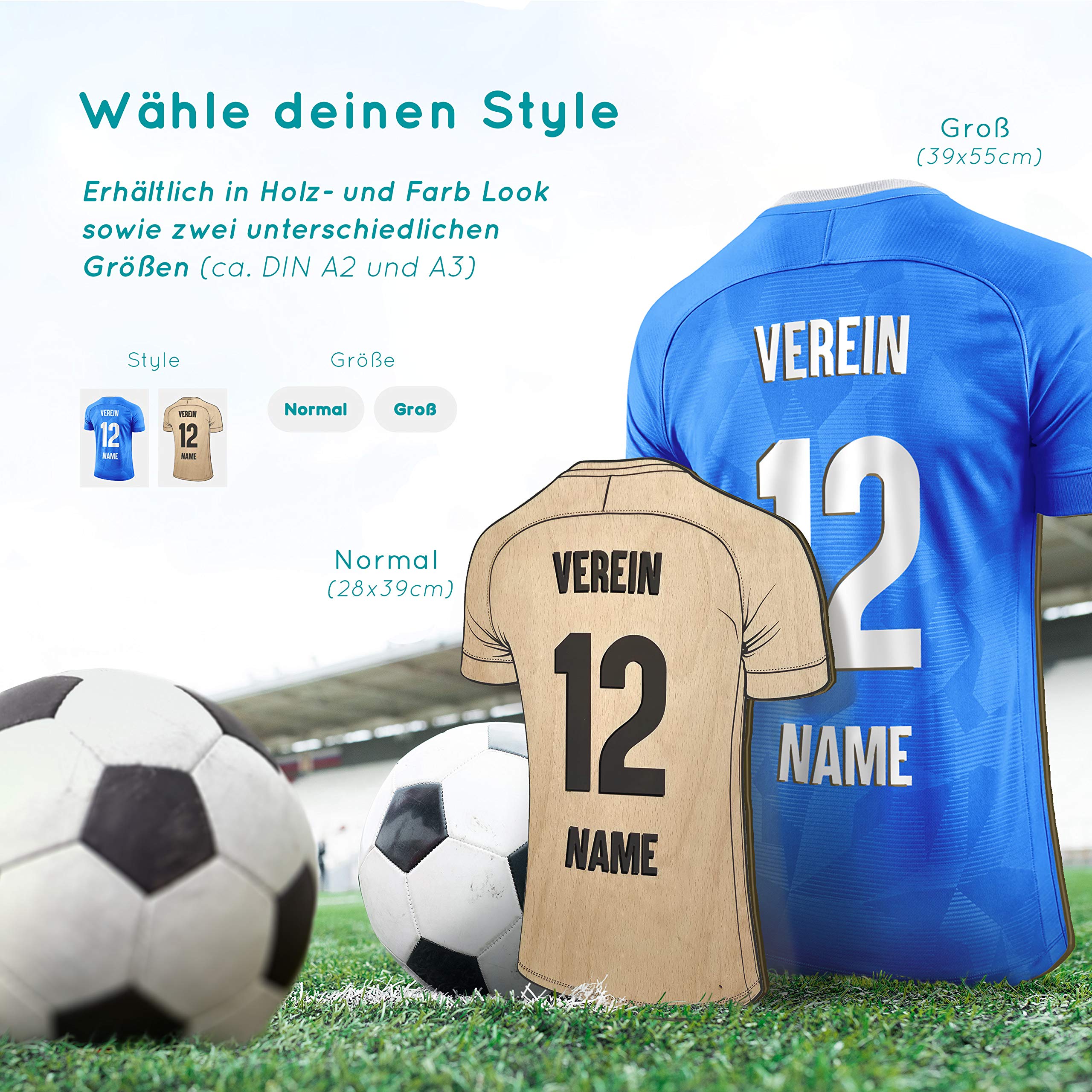 Elbeffekt Trikotlampe für Rostock Fans aus Holz - personalisierbares Geschenk - schenke dein individuellen Rostock Fanartikel aus Echtholz