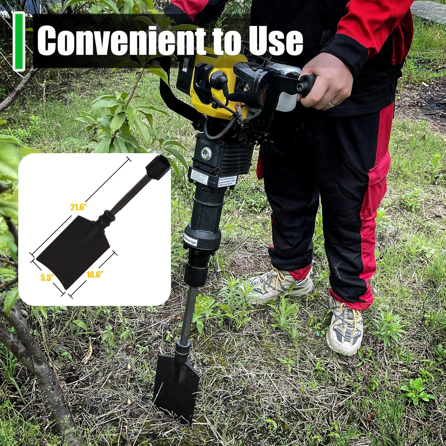 52cc Gas Powered Planting Shovel Digger, 2-Stroke Planting Auger for Tree & Fence High Torque, Portable Earth Drill for Farm, Garden & Landscaping – Shovel & Spade Alternative