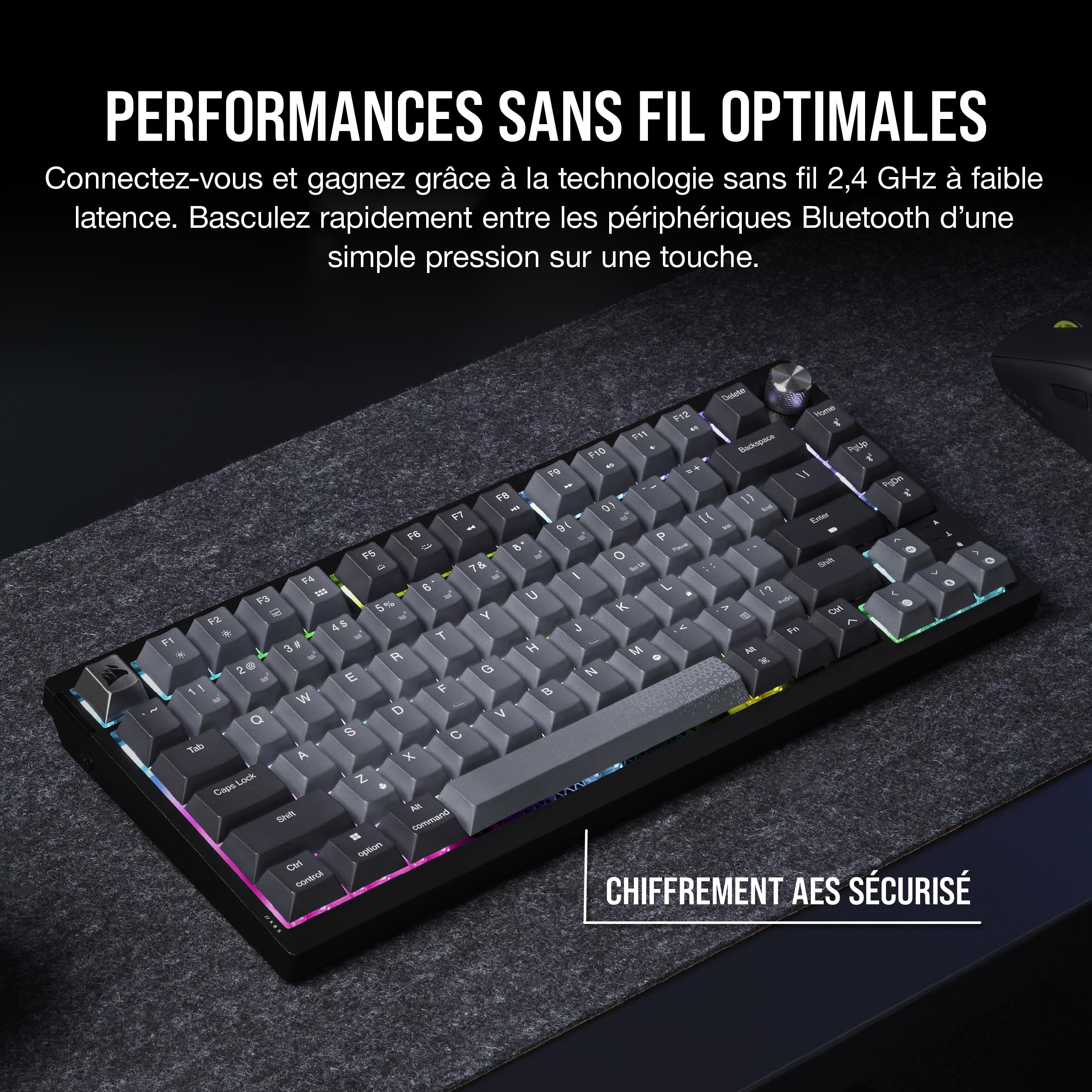 Corsair K65 Plus Wireless 75% RGB Mechanical Gaming Clavier – Noir