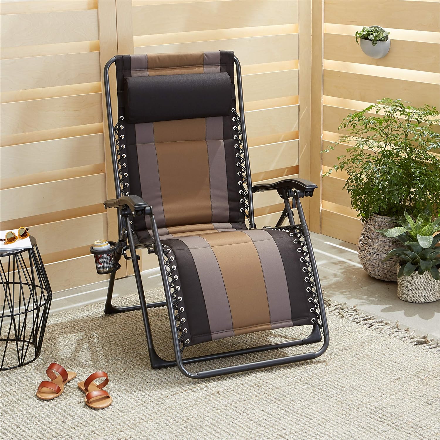  Basics Padded Zero Gravity Patio Chair - Black : Garden & Outdoor