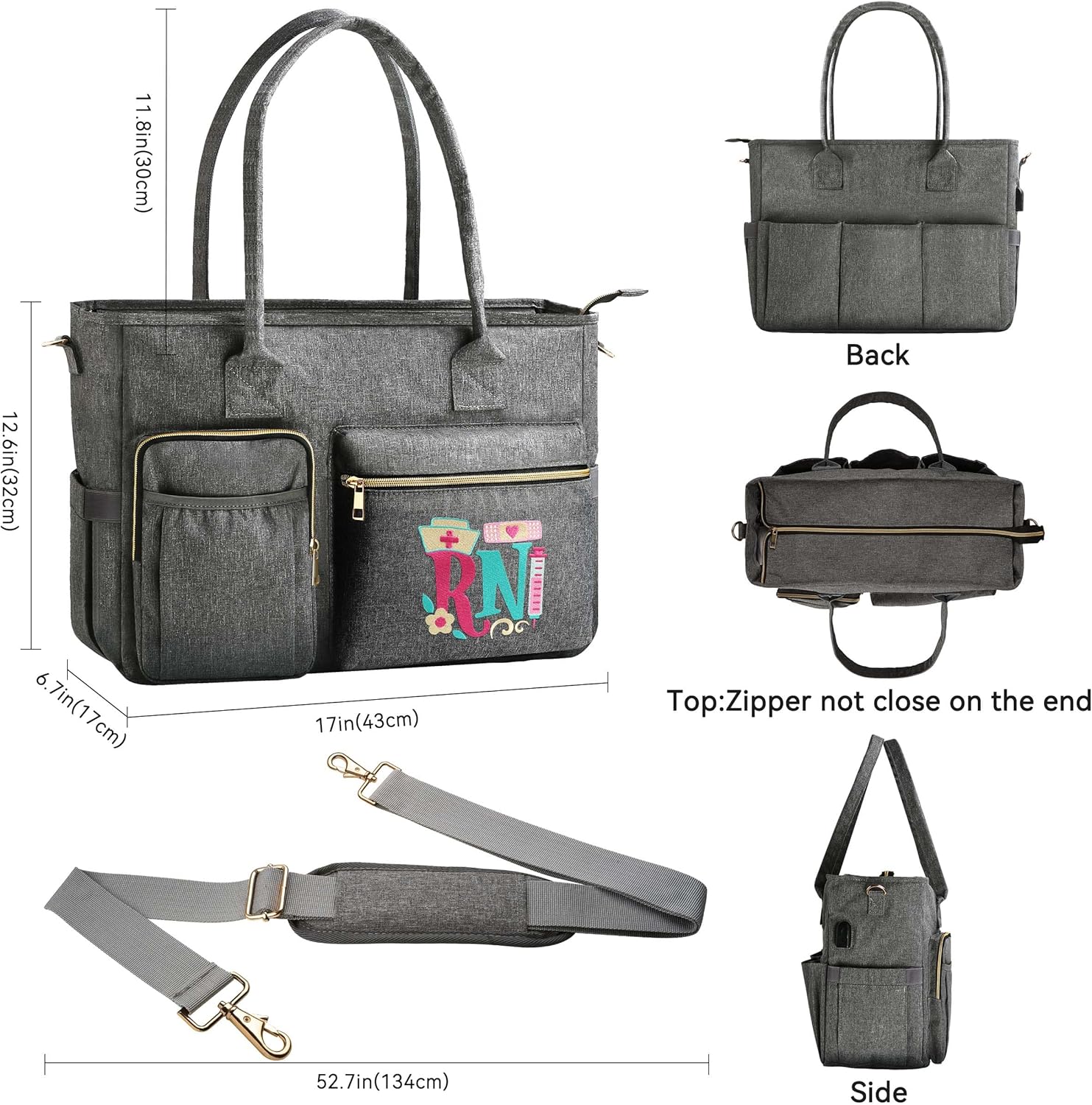 Nurse Bag - Large 17'' Tote for Work & Nursing School Essentials - Image 3