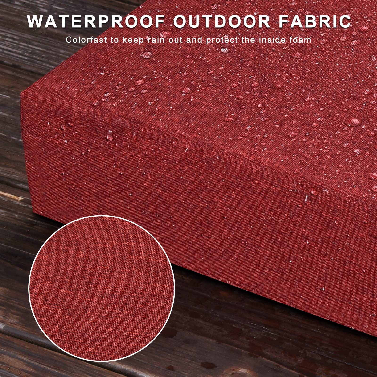 Cuscino impermeabile per panca da esterno, in schiuma spessa, per patio, mobili, finestre, divano (rosso, 45 x 45 x 10 cm), resistente e confortevole