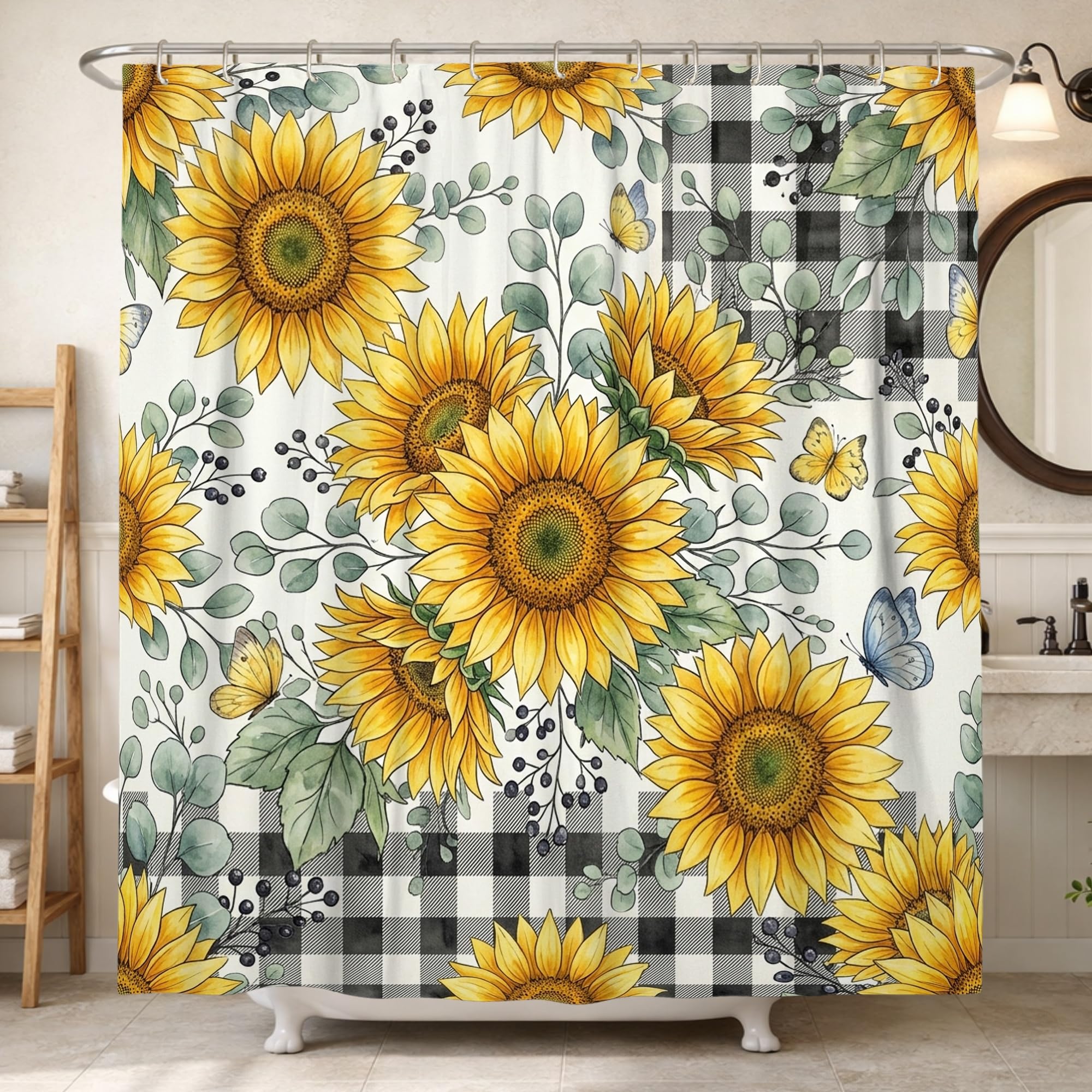 Rideau de douche tournesol pour sublimer la salle de bain d'amis