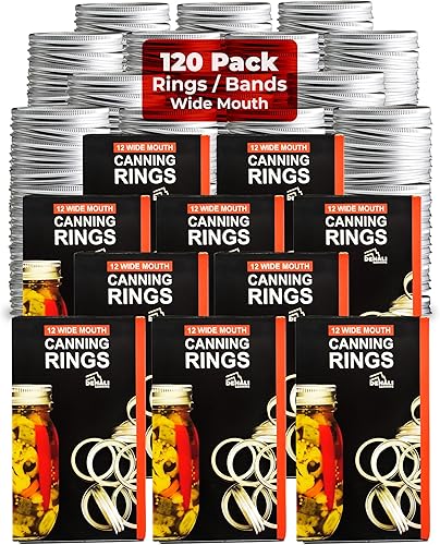 Denali Canning Anillos Boca regular o ancha Sellos PreserveLock de 24 meses a USA Company (anillos anchos, paquete de 10 cajas)