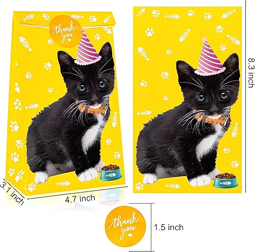 Miniatura 2 de Bolsas de regalo para gatos, bolsas de regalo de papel para gatitos, bolsas de golosinas para niños, cumpleaños, adopción, temática de gato,