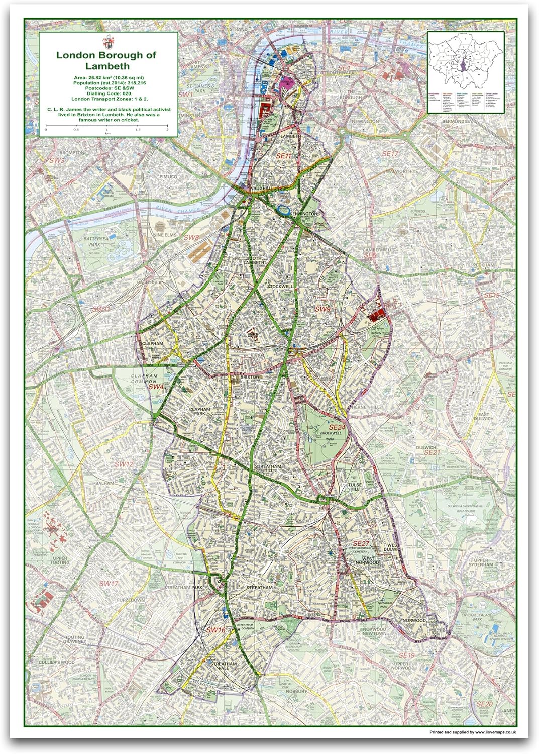 London Borough Of Lambeth Map London Borough Of Lambeth Map - Size 84.1 X 118.9 Cm : Amazon.co.uk:  Stationery & Office Supplies