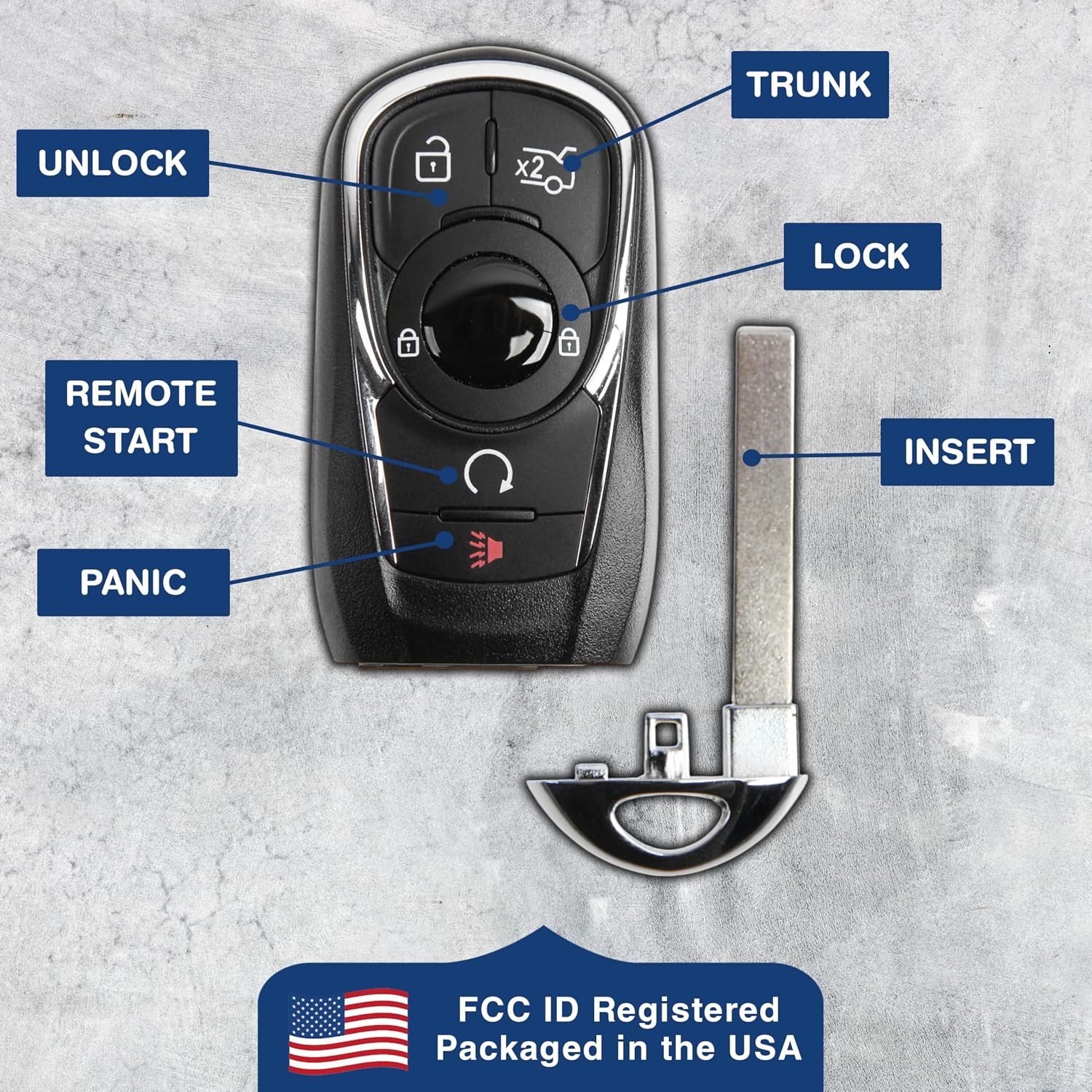 Remote Car Key Fob Keyless Entry HYQ4EA 5 Button for Buick Lacrosse 433 MHz