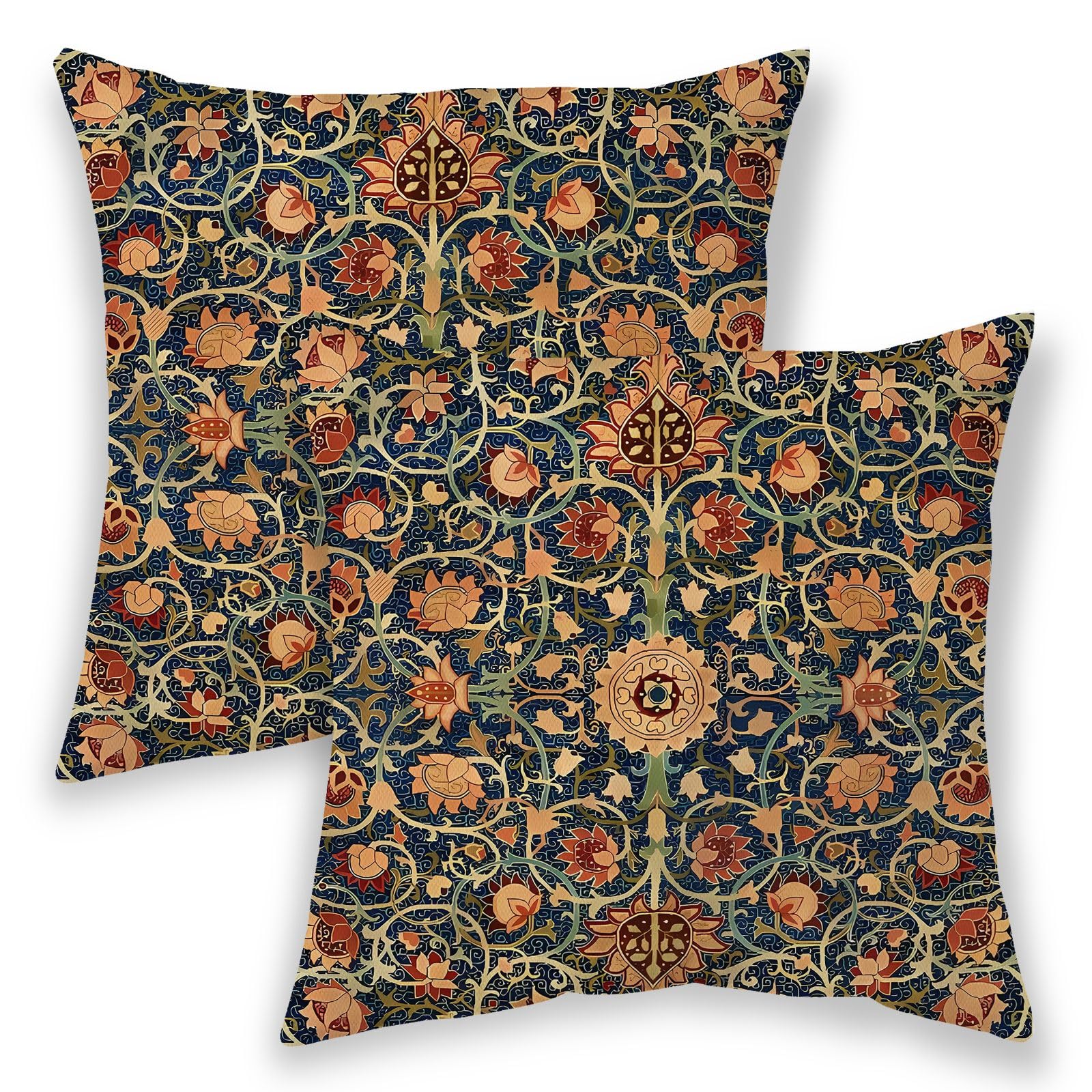 Fundas De Almohada Bohemias 40x40 Cm - Diseño Étnico Negro Y Crema, Lino De Poliéster, Para Sofá O Exterior