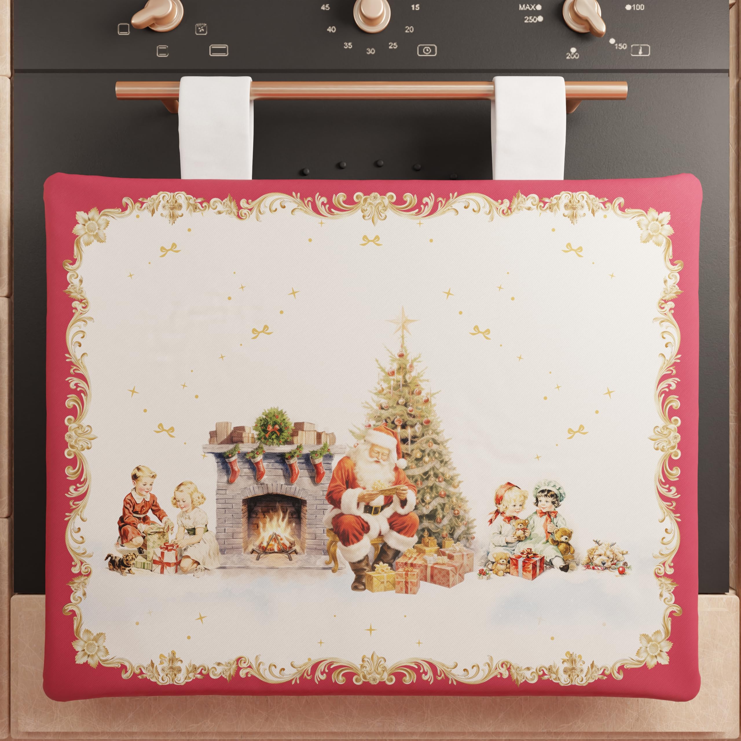 PETTI Artigiani Italiani - Christmas Oven Cover, Christmas Kitchen Oven Cover, 40x50 cm Oven Cover, Vintage Xmas Oven Cover, 100% Made in Italy