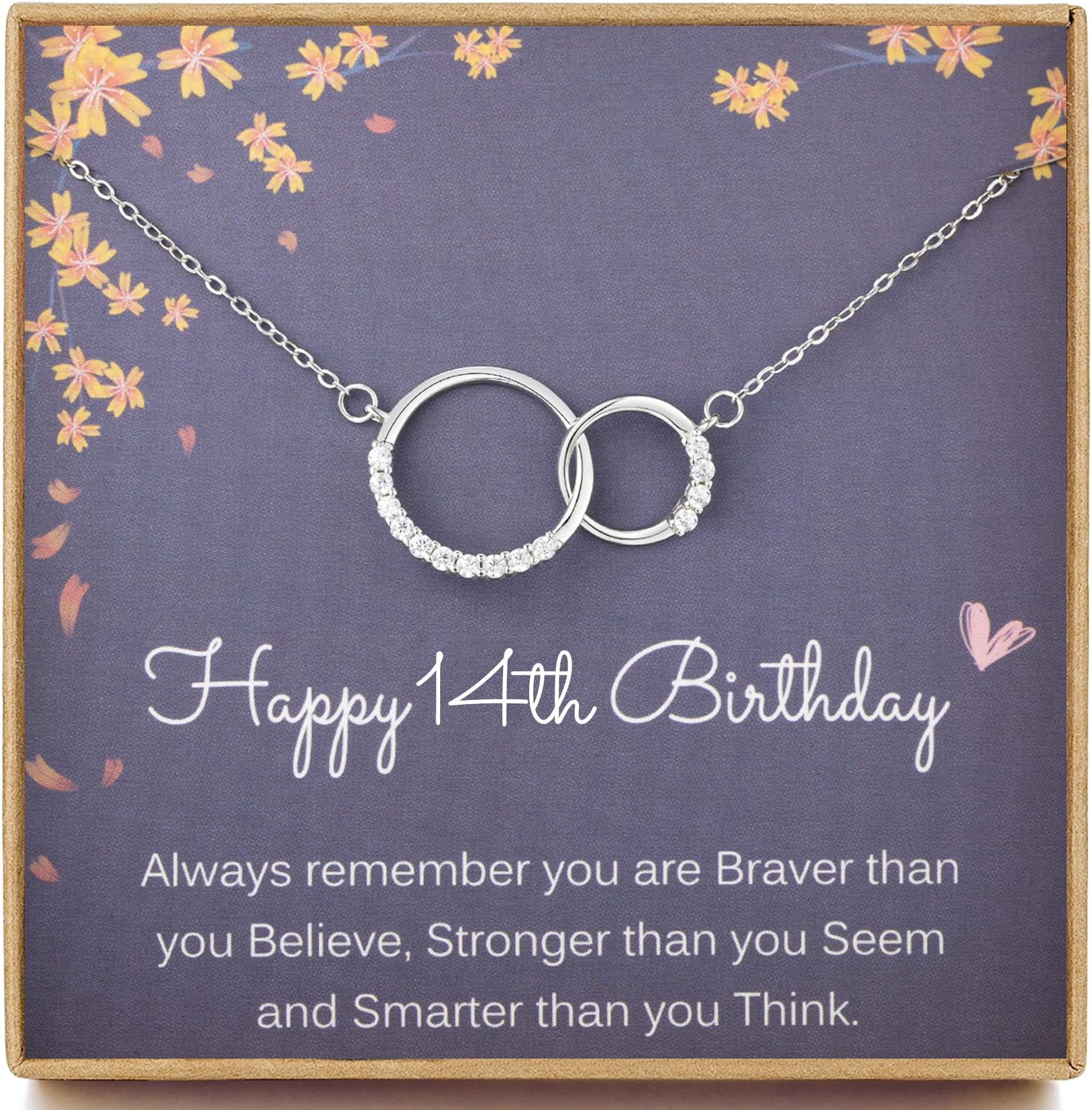 14th Birthday Gifts for Girls, 925 Sterling Silver Infinity Necklace Created with 14 Cubic Zirconia, Thoughtful Necklace Present for 14 Year Old Girl, 14th Jewellery Gifts