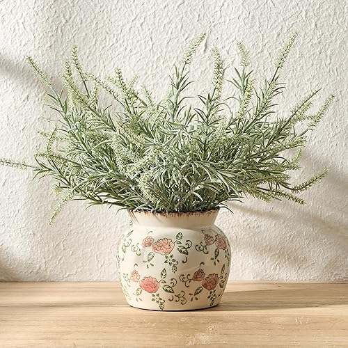 Miniatura 13 de SIDUCAL Jarrón Vintage Azul y Blanco | Cerámica Chinoiserie Floral de 6 Pulgadas | Jarrón Retro de Porcelana Azul y Blanca con Efecto Agrietado de