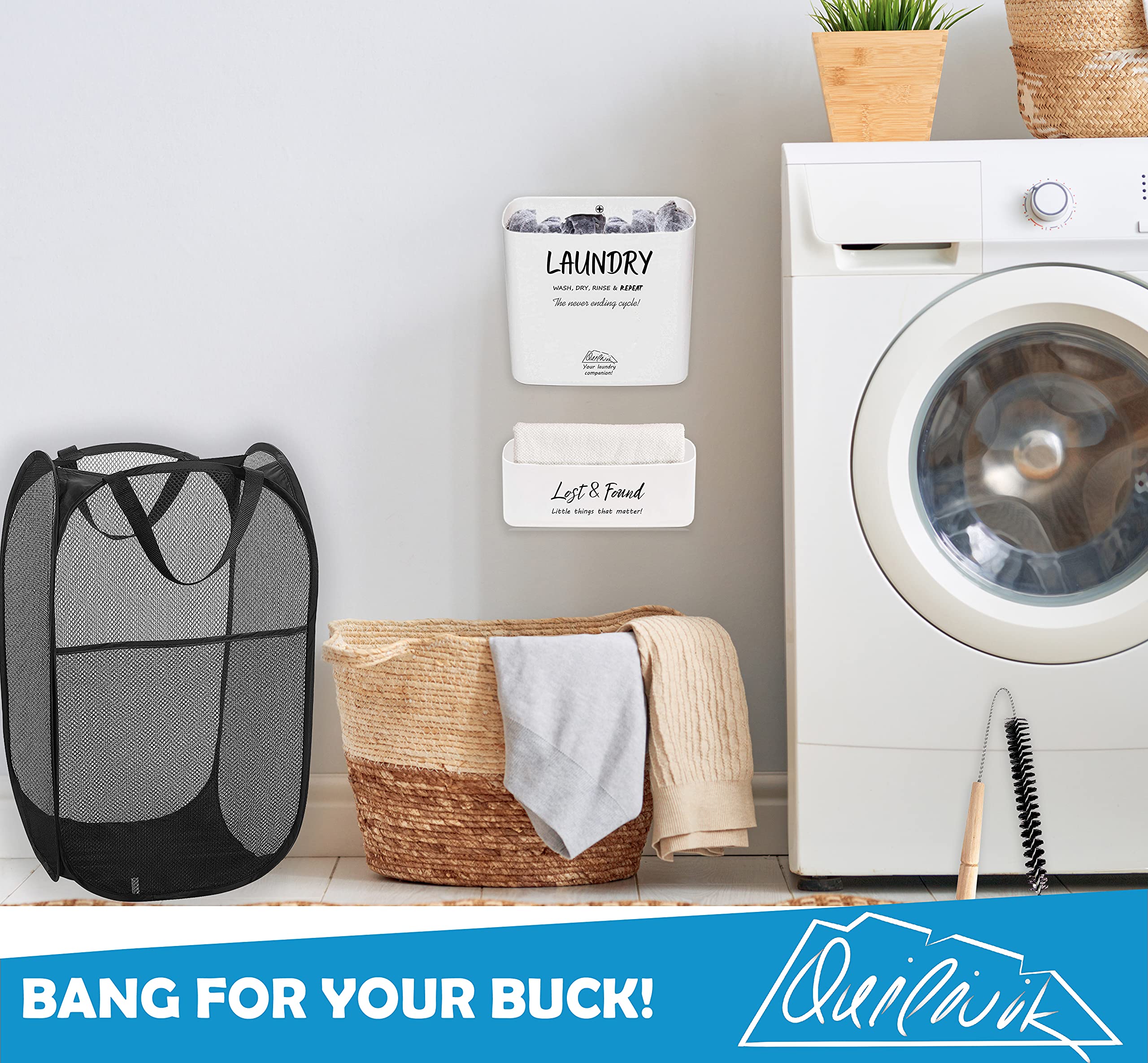 Lint Bin For Laundry Room Large & Small With Dryer Lint Brush Vent Trap Cleaner & A