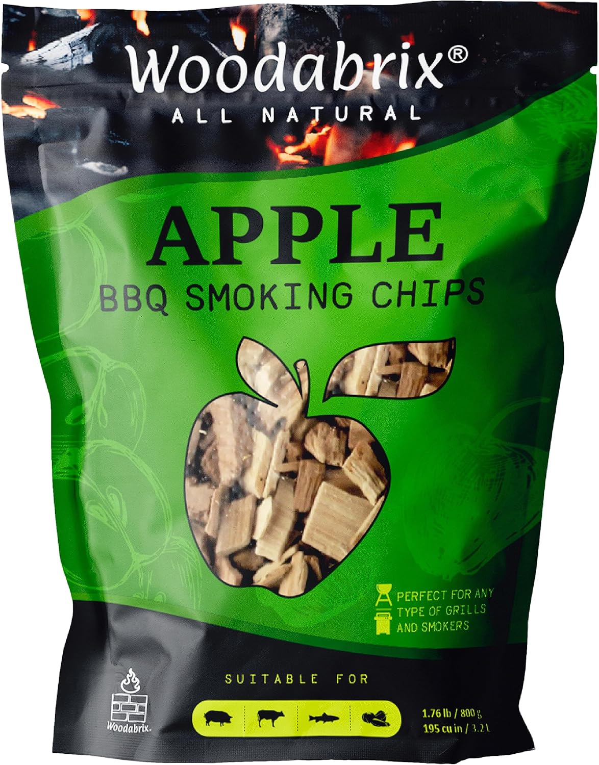 Woodabrix Apple Wood Chips I BBQ Wood Chips are suitable for Charcoal