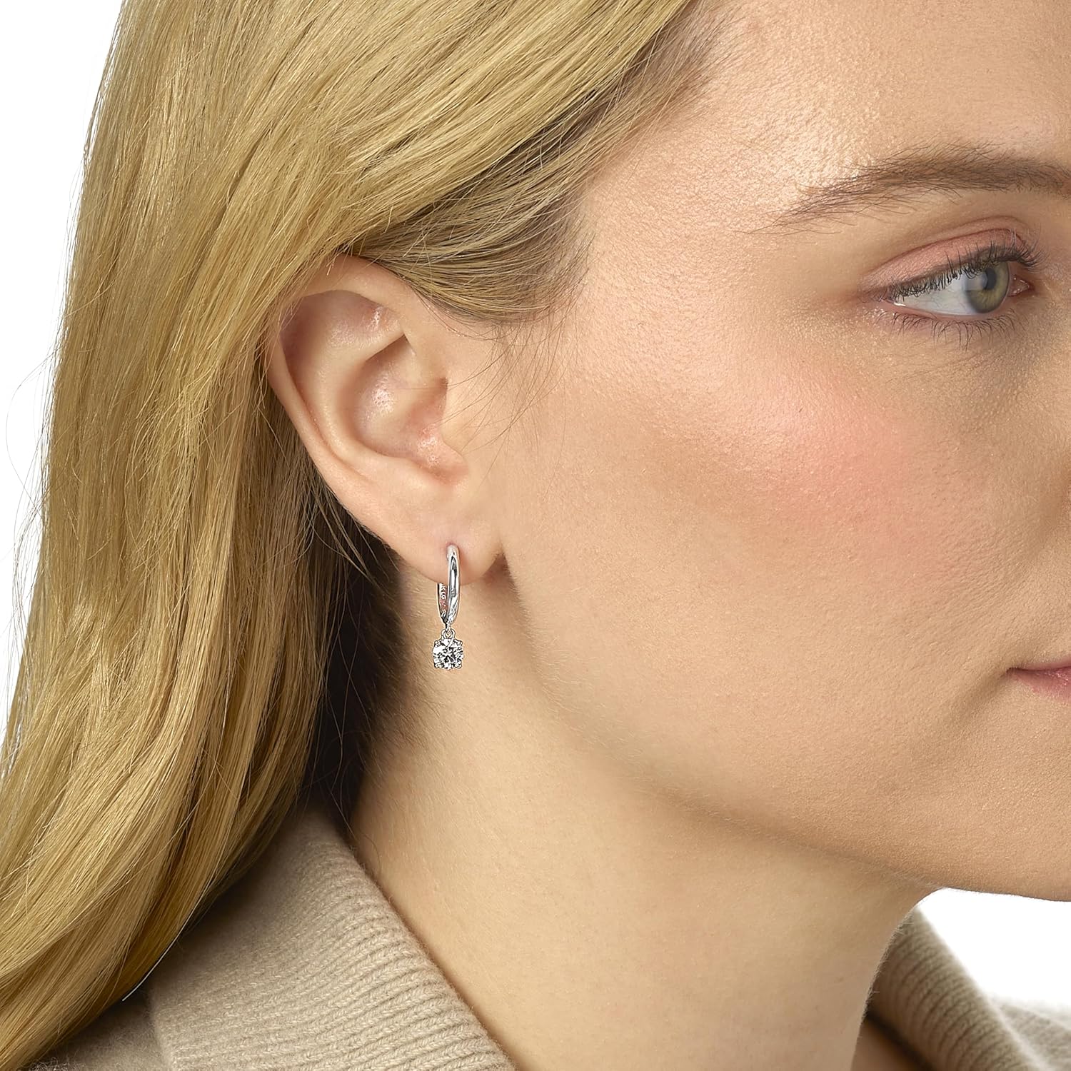 1/2 to 4 Carat Lab Grown Diamond Huggie Hoop Earrings for Women I 14k Gold Earrings (G-H, VS1-VS2, 0.50 to 4.00 cttw) Dangling Drop I Brilliant Cut Diamond Hoops by Carbon Atelier - Image 2