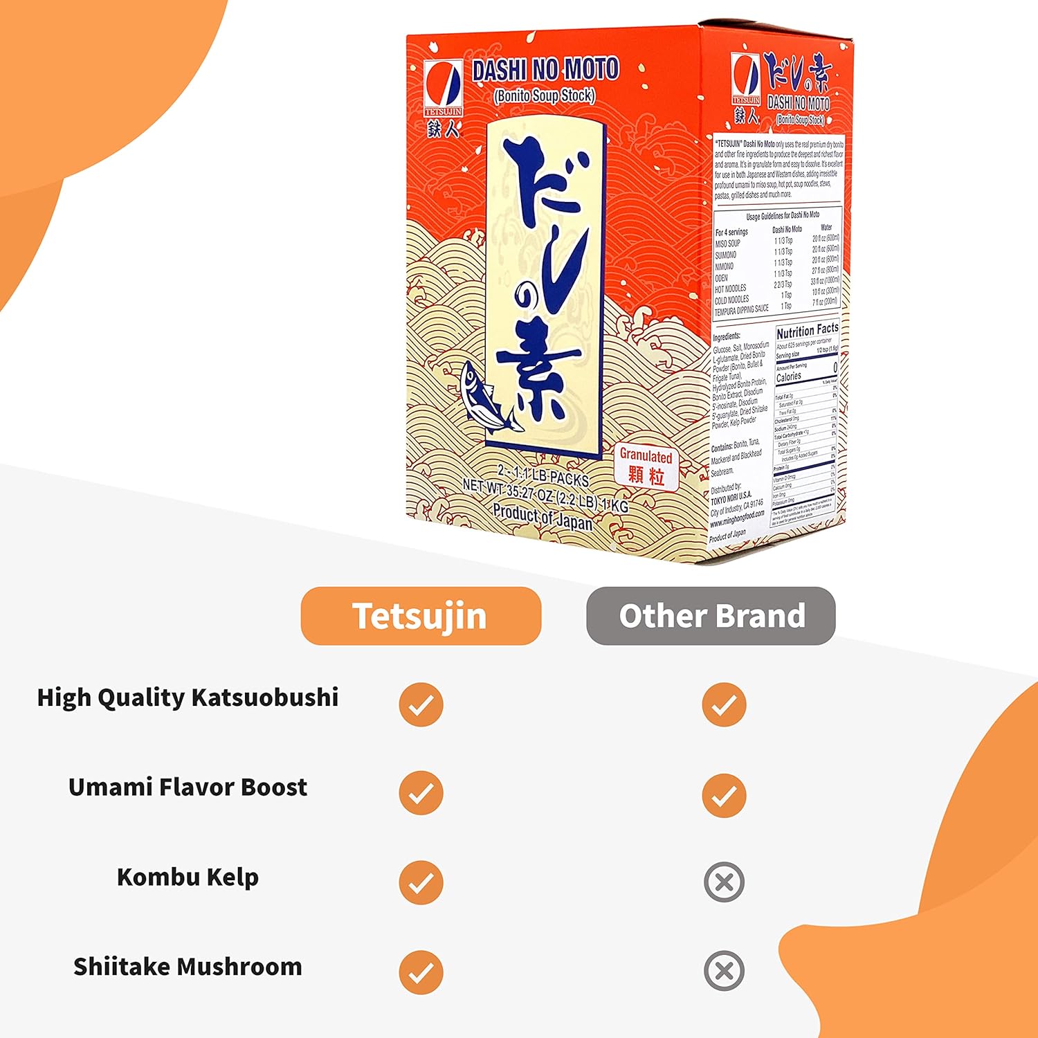 TETSUJIN Umami Dashi Powder 3 in 1 Instant Dashi Stock Japanese