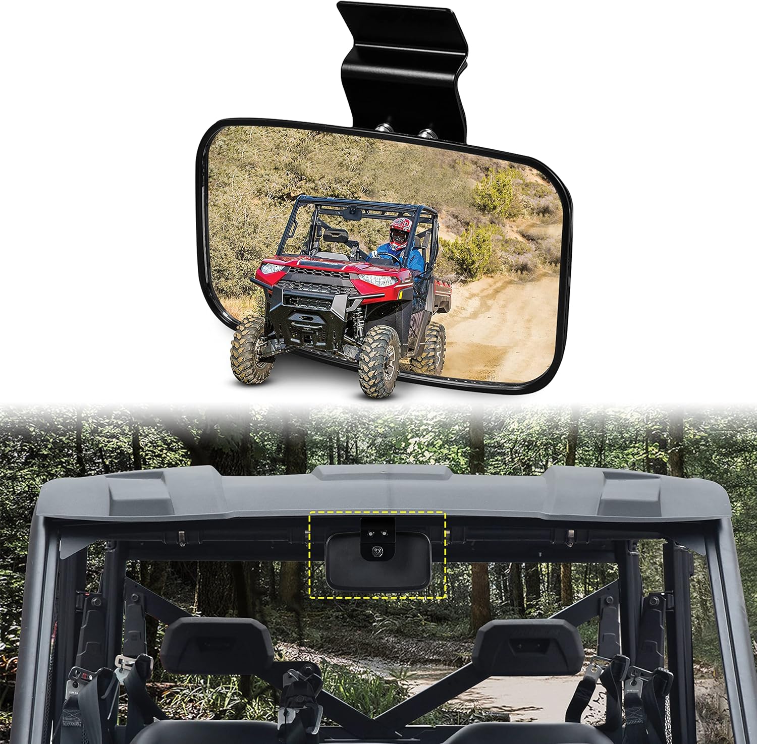 SAUTVS UTV Wider Center Rear View Mirror for Polaris Ranger