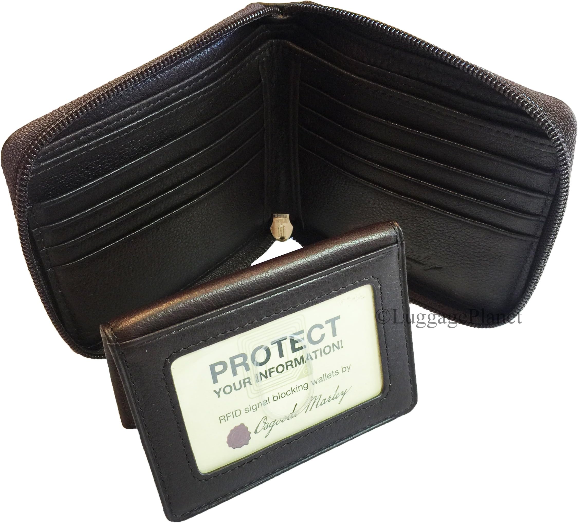 Osgoode Marley RFID Zippered Passcase Leather Mens Bifold Wallet - 1225