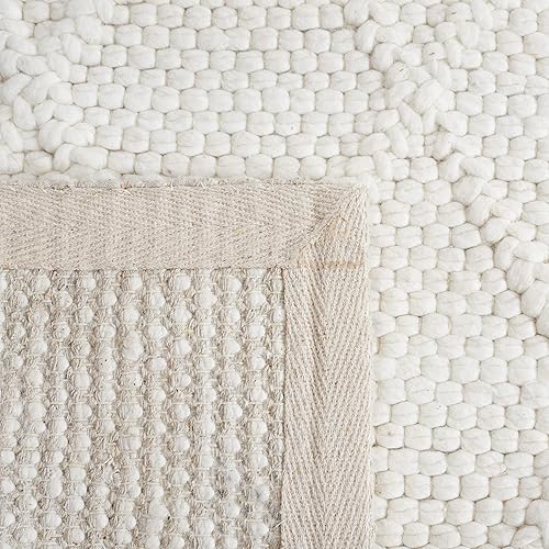 Miniatura 8 de SAFAVIEH Natura Collection - Alfombra de área de 8 x 10 pies, marfil y marfil, lana y viscosa hecha a mano, ideal para zonas de alto tráfico en sala