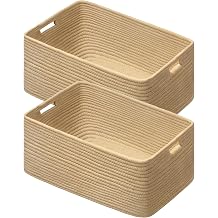 UBBCARE 2 Pack Storage Baskets for Shelves, Large Woven Storage Baskets, Dog Toy Bins, Baskets for Organizing Clothes, Towels, Books, Blanket, 17"L x 13"W x 7.5"H, Brown