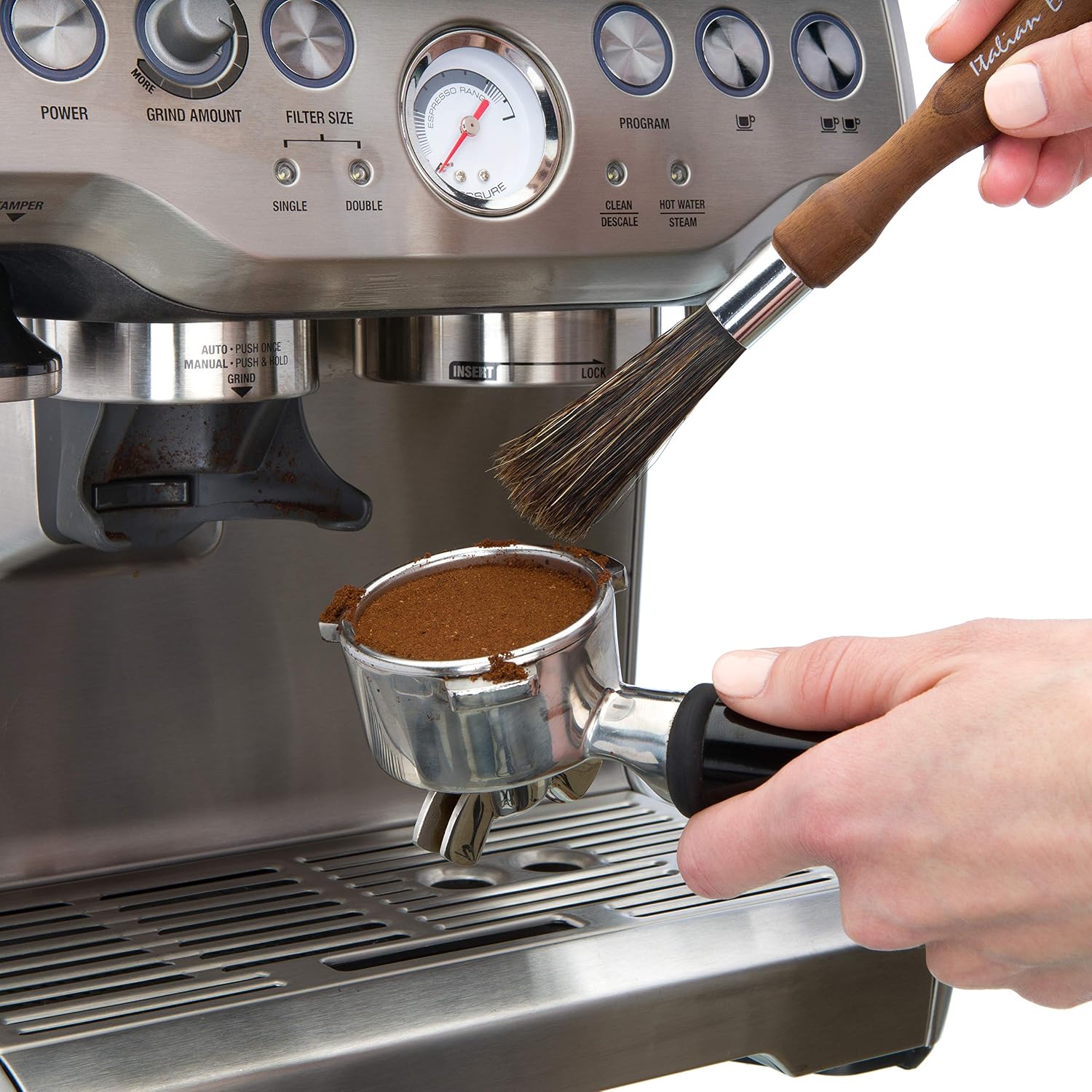 Redecker Natural Pig Bristle Espresso Maker Brush with Oiled Thermowood Handle, 8-1/8-Inches