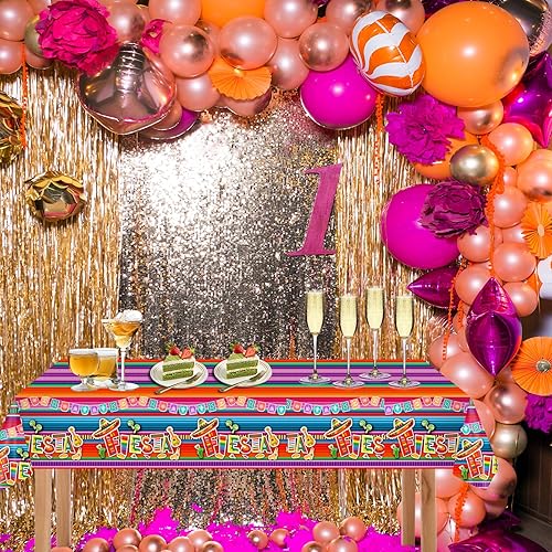 Miniatura 3 de 2 manteles de plástico desechables de 54 x 108 pulgadas, manteles de fiesta mexicana, decoración de fiesta, manteles rectangulares para fiestas de