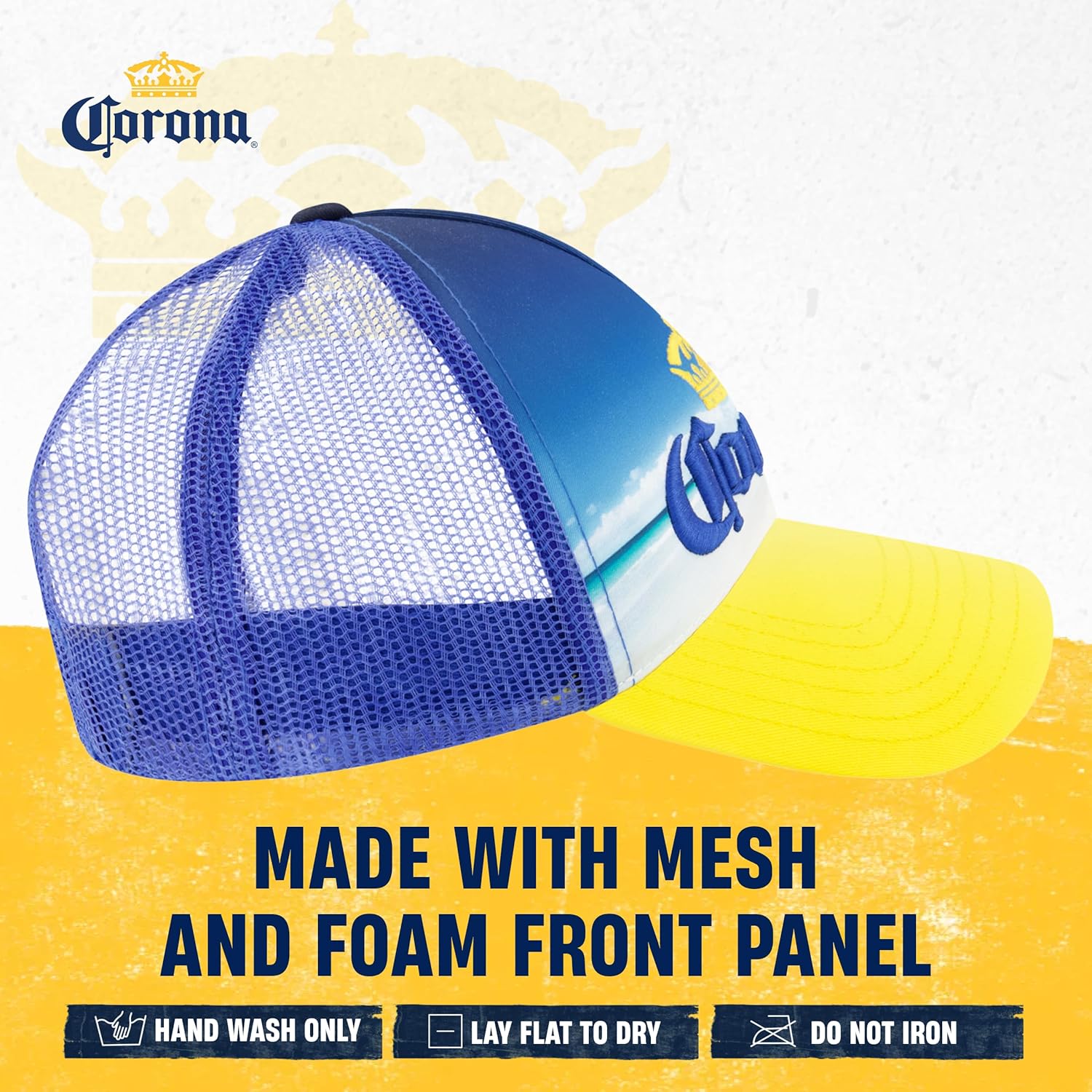 Corona Truck Hat, Mesh Adjustable Snapback Baseball Cap with Curved Brim