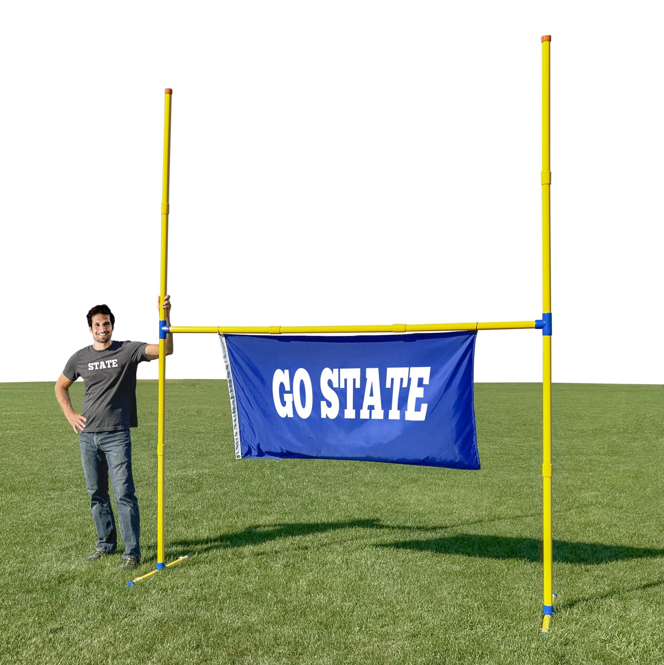 THE ORIGINAL 10 Foot Tall Giant Football Goal Post - Backyard, Tailgate Party, Flag Football - MADE IN USA Orange Wind Flags included
