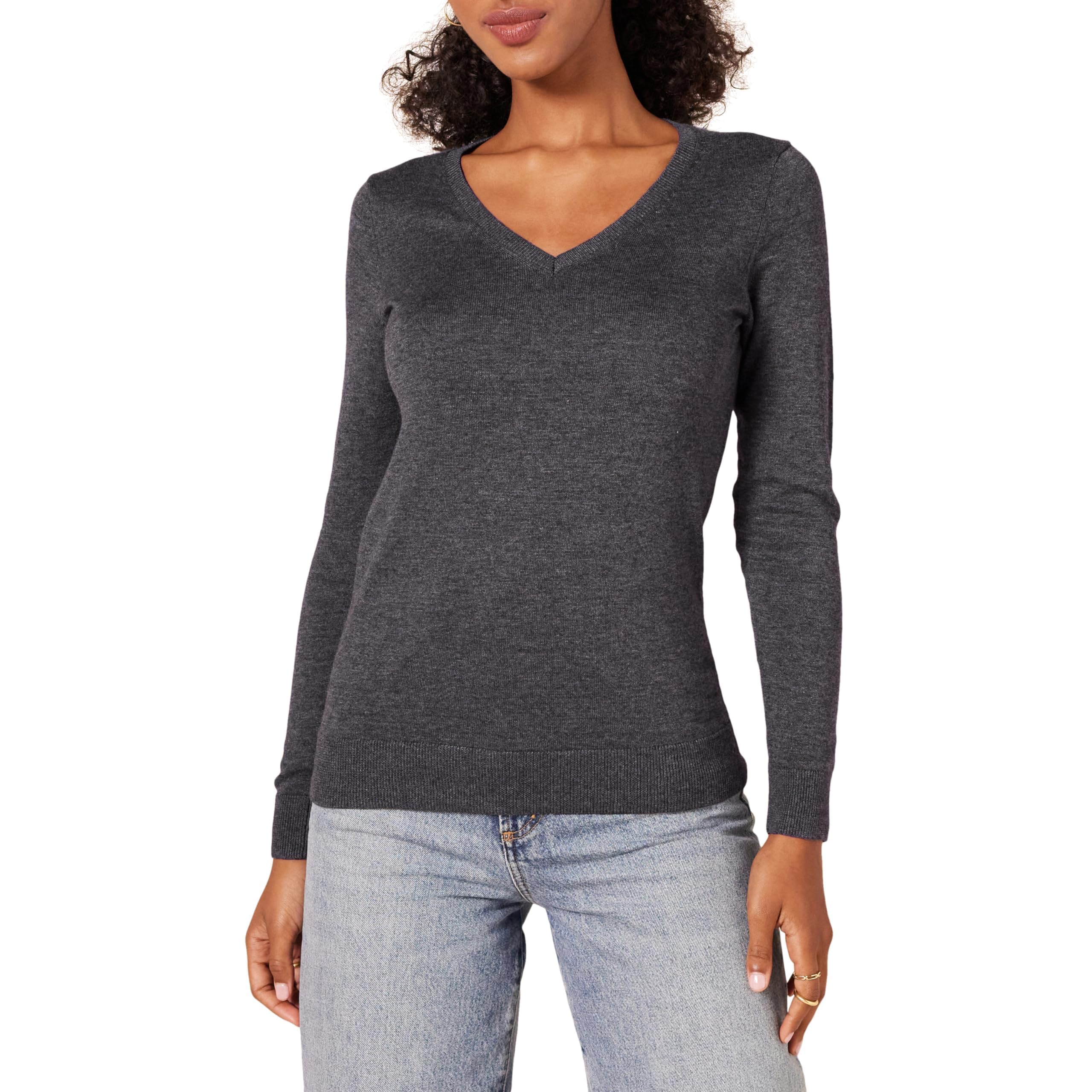 Amazon Essentials Women's Regular-Fit Lightweight Long-Sleeve V-Neck Sweater