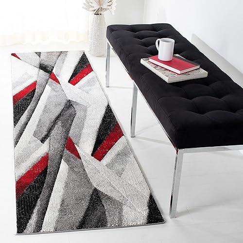 Vista 15 de SAFAVIEH Hollywood Collection - Alfombra de pasillo, 2 pies 3 pulgadas x 12 pies, color gris y verde azulado, diseño moderno de mediados de siglo